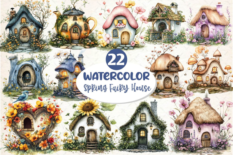 Spring Fairy House Clipart Bundle - CraftNest - Digital Crafting and Art