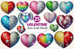 Valentines Day Disco Heart Clipart Bundle 3 - CraftNest - Digital Crafting and Art