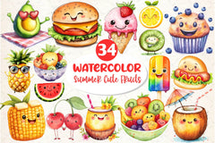 Summer Cute Fruits And Foods Clipart Bundle - CraftNest - Digital Crafting and Art