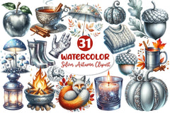 Silver Autumn Clipart Bundle 2 - CraftNest - Digital Crafting and Art