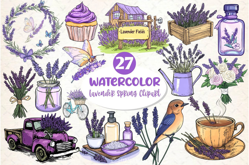 Lavender Spring Clipart Bundle 2 - CraftNest - Digital Crafting and Art