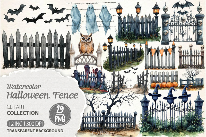 Halloween Fence Clipart Bundle - CraftNest - Digital Crafting and Art