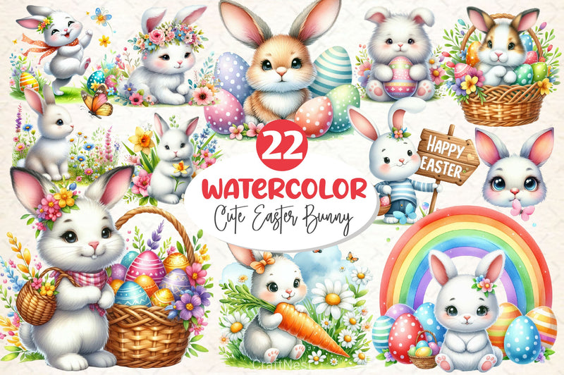 Cute Easter Bunny Clipart Bundle 7 - CraftNest - Digital Crafting and Art