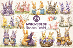 Easter Bunnies Family Clipart Bundle 2 - CraftNest - Digital Crafting and Art