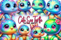 Cute Sea Turtle Clipart Bundle - CraftNest - Digital Crafting and Art