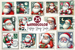 Postage Stamp Santa Claus Clipart Bundle 2 - CraftNest - Digital Crafting and Art