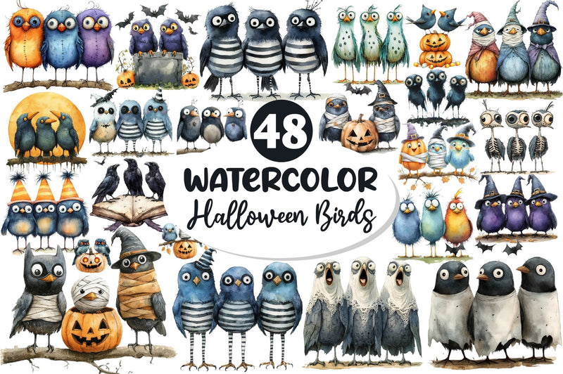 Halloween Quirky Birds Clipart Bundle - CraftNest - Digital Crafting and Art
