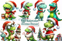 Christmas Funny Dinosaur Clipart Bundle - CraftNest - Digital Crafting and Art