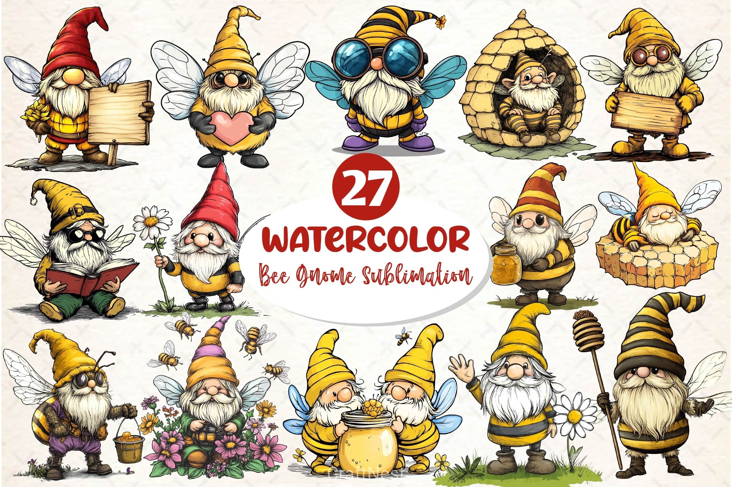 Bee Gnome Clipart Bundle 5 - CraftNest - Digital Crafting and Art