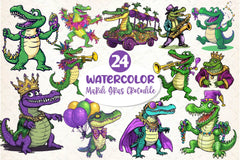Mardi Gras Crocodile Clipart Bundle 2 - CraftNest - Digital Crafting and Art