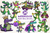 Mardi Gras Crocodile Clipart Bundle 2