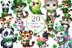 St Patricks Day Animals Clover Clipart Bundle - CraftNest - Digital Crafting and Art
