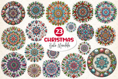 Boho Mandala Christmas Clipart Bundle - CraftNest - Digital Crafting and Art