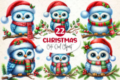 Christmas Owl Clipart Bundle 2 - CraftNest - Digital Crafting and Art