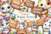 Happy Easter Bunny Sign Clipart Bundle