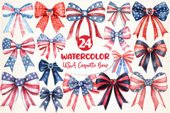 USA Coquette Bow Clipart Bundle - CraftNest - Digital Crafting and Art