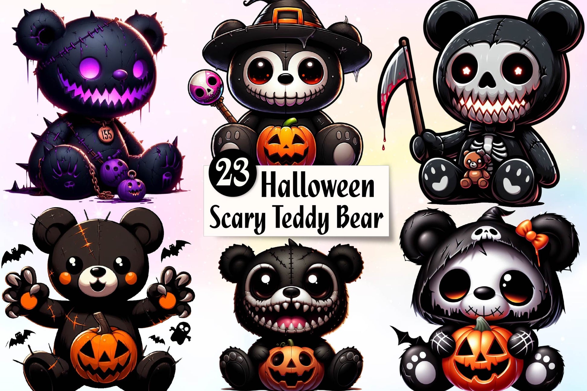 Halloween Scary Teddy Bear Clipart Bundle - CraftNest - Digital Crafting and Art
