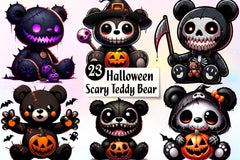 Halloween Scary Teddy Bear Clipart Bundle - CraftNest - Digital Crafting and Art