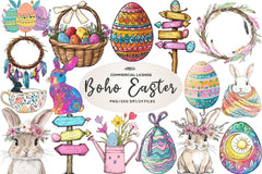 Boho Easter Clipart Bundle - CraftNest - Digital Crafting and Art