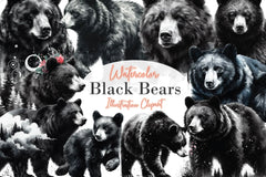 Black Bears Clipart Bundle - CraftNest - Digital Crafting and Art