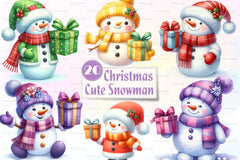 Christmas Cute Snowman Clipart Bundle 1 - CraftNest - Digital Crafting and Art
