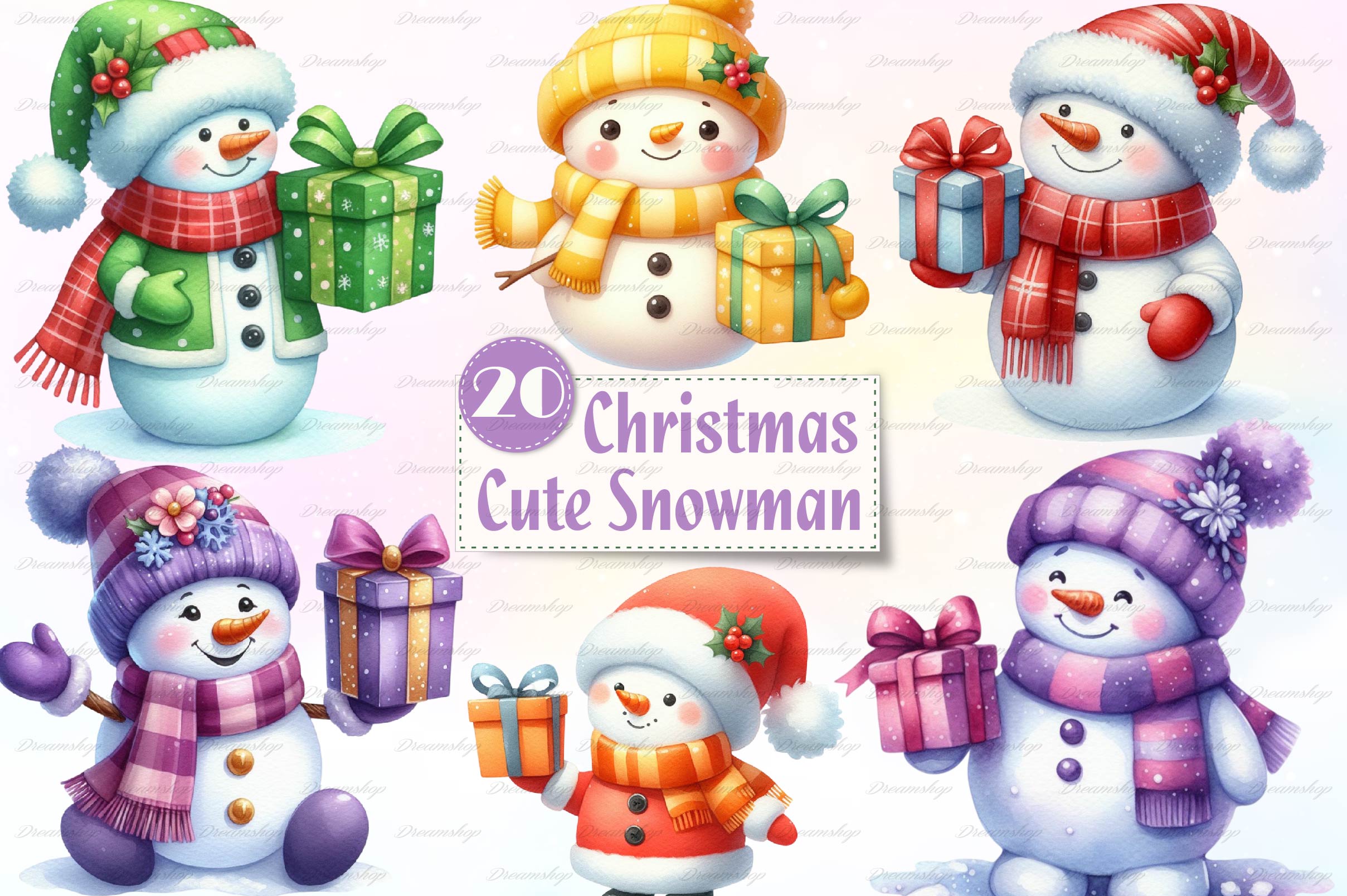 Christmas Cute Snowman Clipart Bundle 1 - CraftNest - Digital Crafting and Art