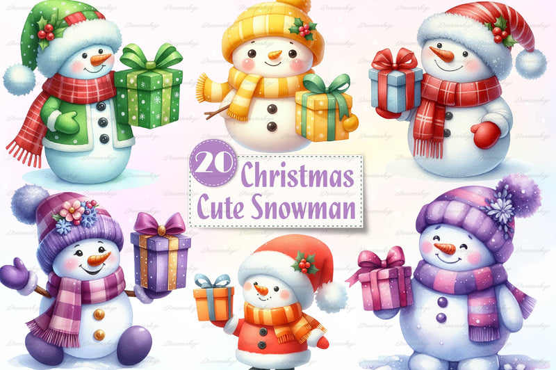 Christmas Cute Snowman Clipart Bundle 1 - CraftNest - Digital Crafting and Art