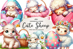 Easter Cute Sheep Easter Clipart Bundle - CraftNest - Digital Crafting and Art