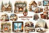 Antique Beige Cozy Cabin Clipart Bundle