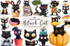 Quirky Funny Black Cat Clipart Bundle