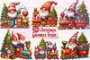 Christmas Train With Gnomes Clipart Bundle