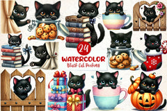Cute Black Cat Peeking Clipart Bundle - CraftNest - Digital Crafting and Art