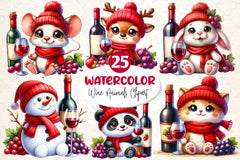 Wine Animals Clipart Bundle - CraftNest - Digital Crafting and Art