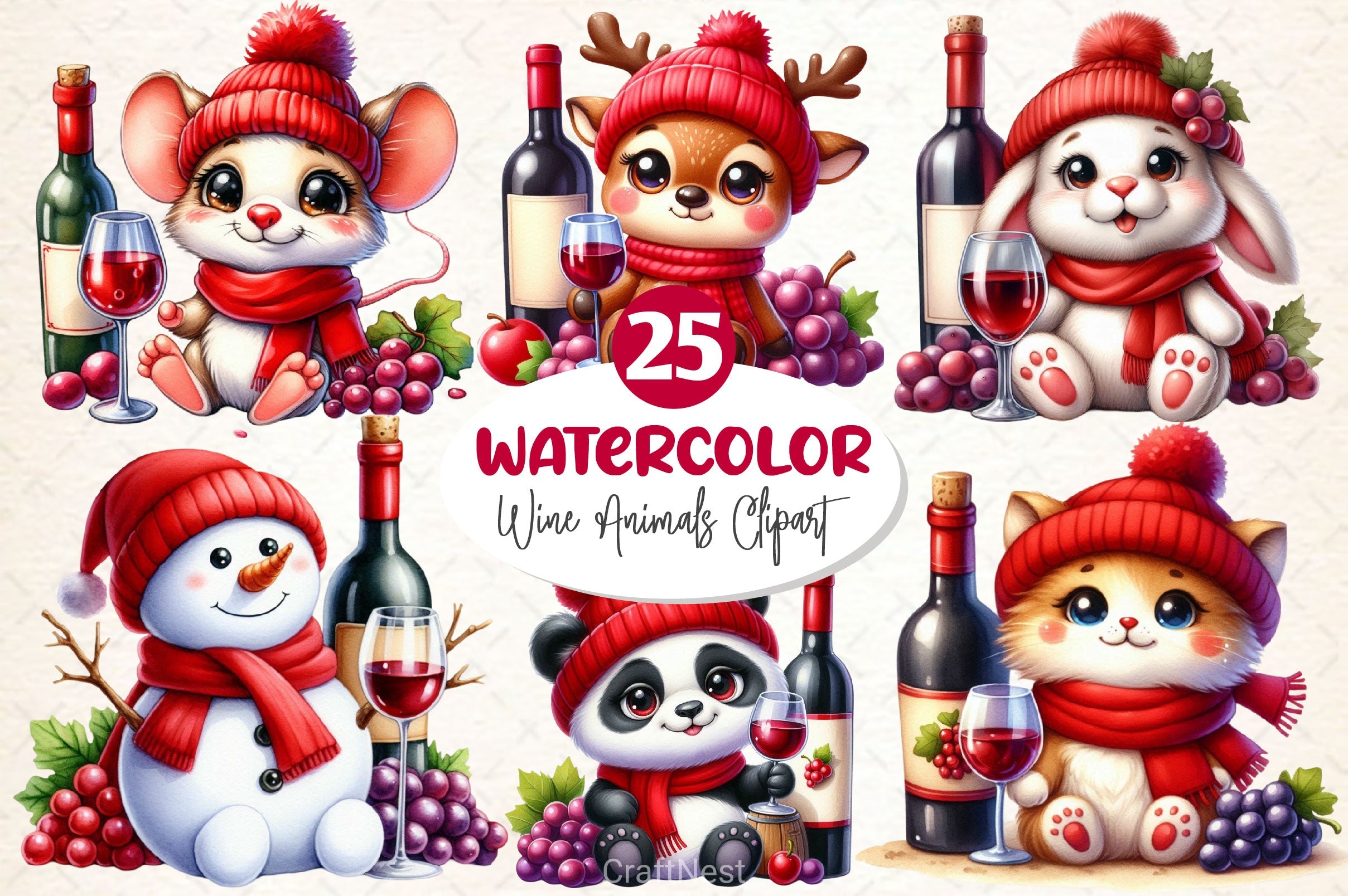 Wine Animals Clipart Bundle - CraftNest - Digital Crafting and Art