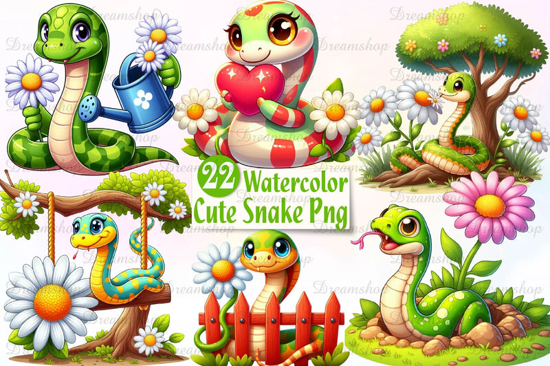 Cute Snake Snake Clipart Bundle - CraftNest - Digital Crafting and Art