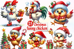 Christmas Funny Chicken Clipart Bundle - CraftNest - Digital Crafting and Art