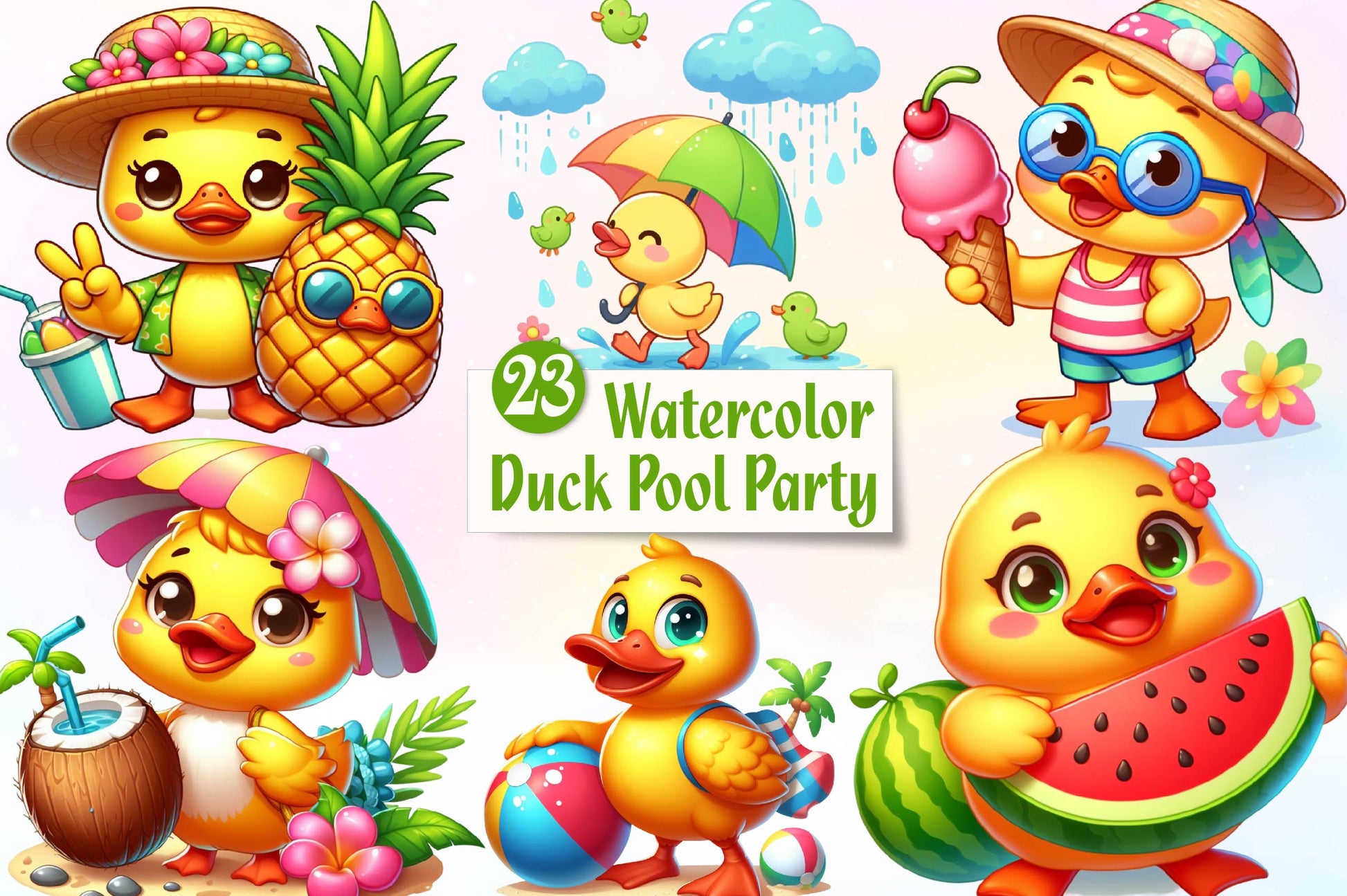 Duck In Pool Party Clipart Bundle - CraftNest - Digital Crafting and Art