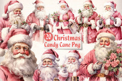 Vintage Christmas Pink Santa Clipart Bundle - CraftNest - Digital Crafting and Art