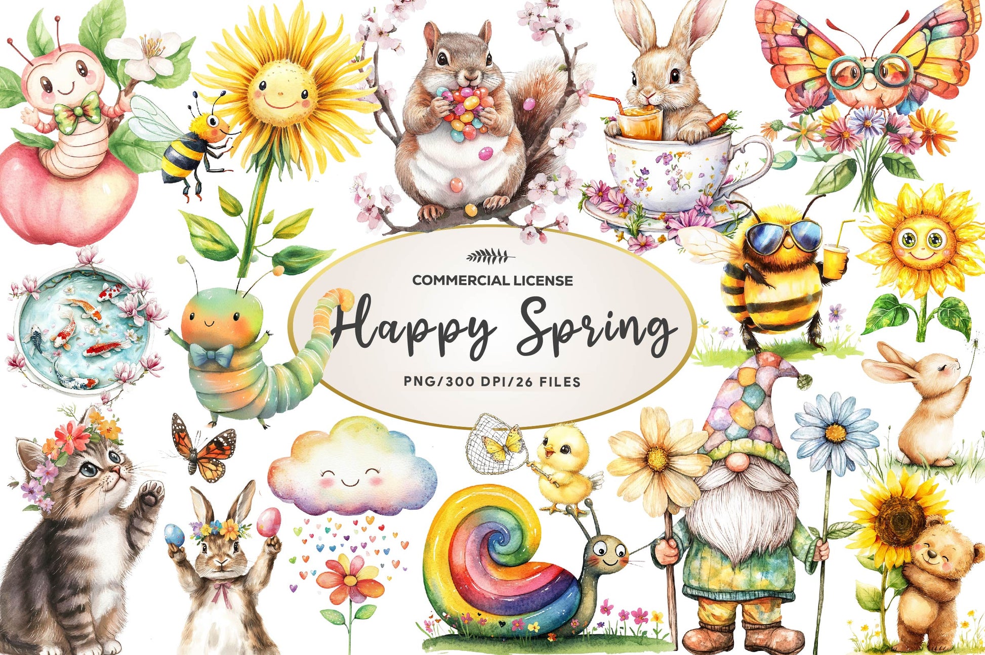 Funny Happy Spring Clipart Bundle - CraftNest - Digital Crafting and Art