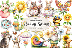 Funny Happy Spring Clipart Bundle - CraftNest - Digital Crafting and Art
