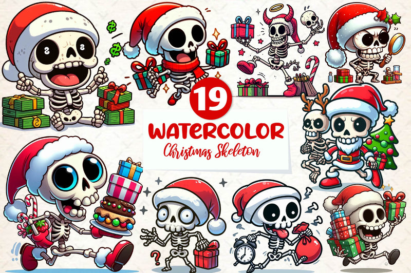 Funny Christmas Skeleton Clipart Bundle 1 - CraftNest - Digital Crafting and Art