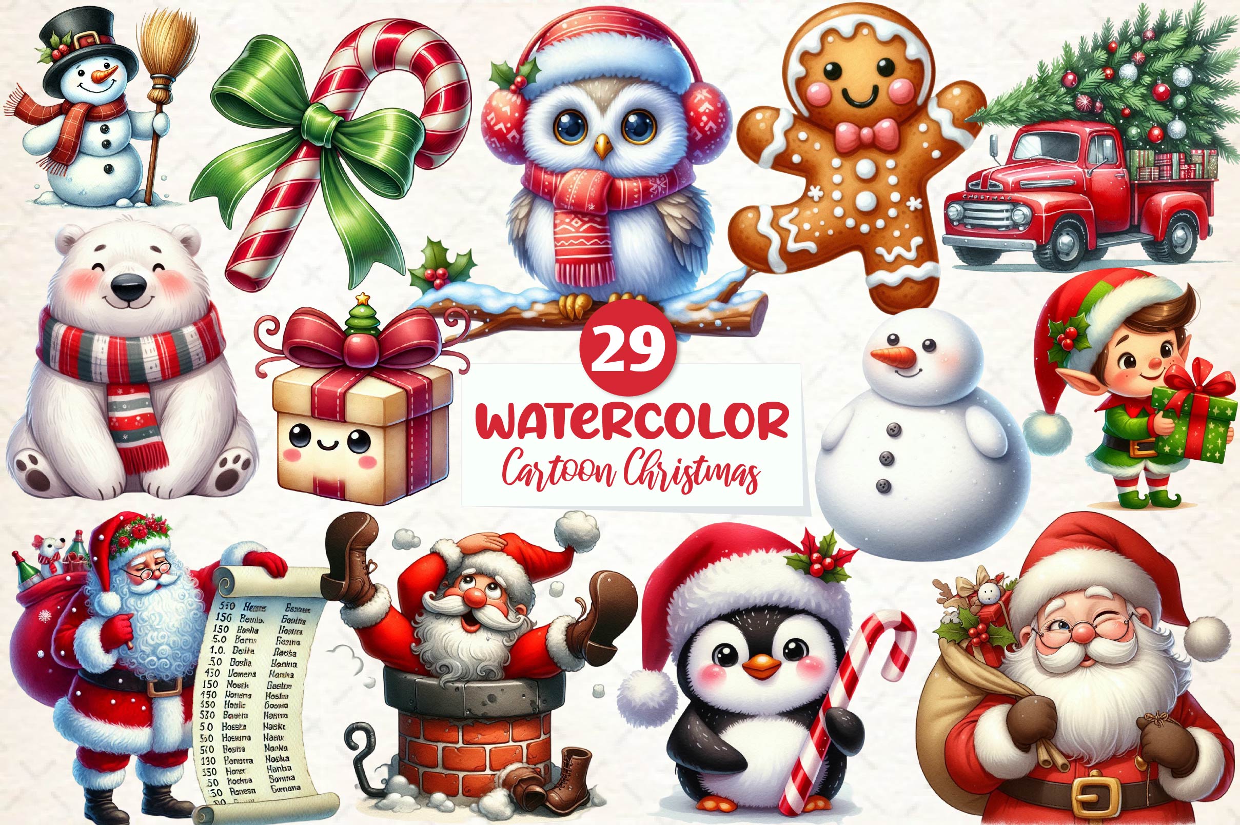 Hand Drawn Cartoon Christmas Clipart Bundle - CraftNest - Digital Crafting and Art