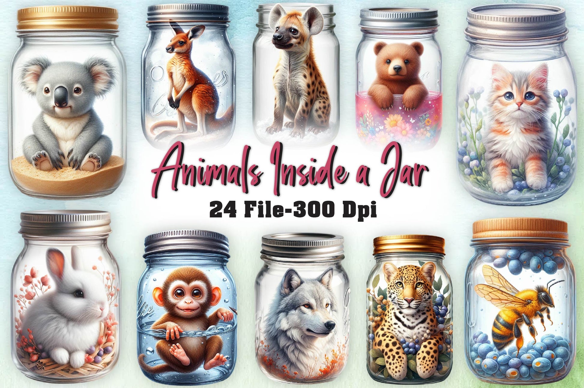 Animals Inside A Mason Jar Clipart Bundle - CraftNest - Digital Crafting and Art