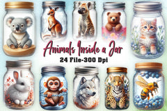 Animals Inside A Mason Jar Clipart Bundle - CraftNest - Digital Crafting and Art