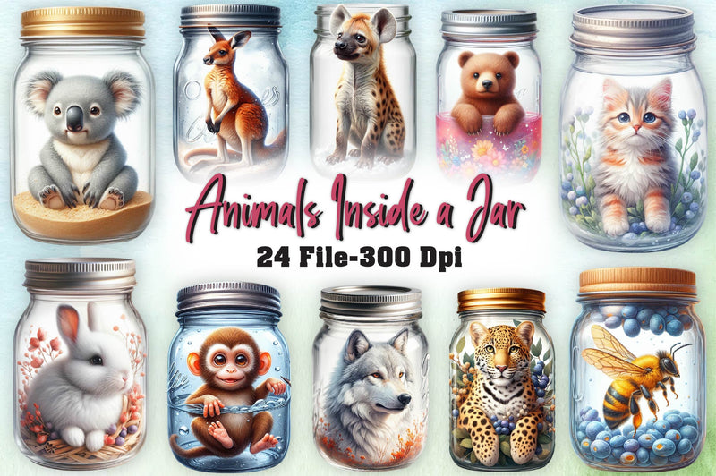 Animals Inside A Mason Jar Clipart Bundle - CraftNest - Digital Crafting and Art