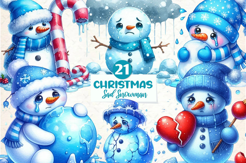 Depression Sad Snowman Clipart Bundle - CraftNest - Digital Crafting and Art