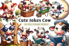 Cute Jokes Cow Clipart Bundle - CraftNest - Digital Crafting and Art