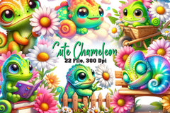 Cute Chameleon Clipart Bundle - CraftNest - Digital Crafting and Art