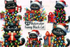 Funny Christmas Black Cat Clipart Bundle 3