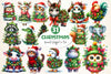 Animal Wrapped In Christmas Tree Clipart Bundle